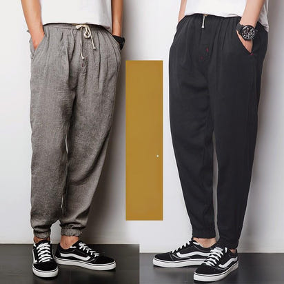 Loose Imitation Cotton and Linen Men's Pants