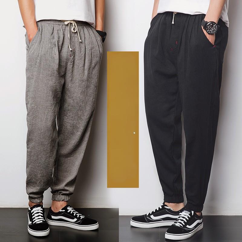 Loose Imitation Cotton and Linen Men's Pants