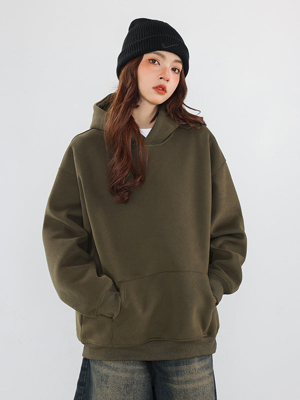 Solid-color hooded sweatshirt