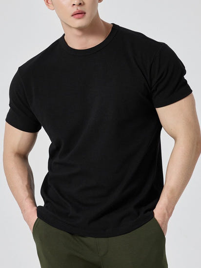 Men's short-sleeved round-neck fitness exercise
