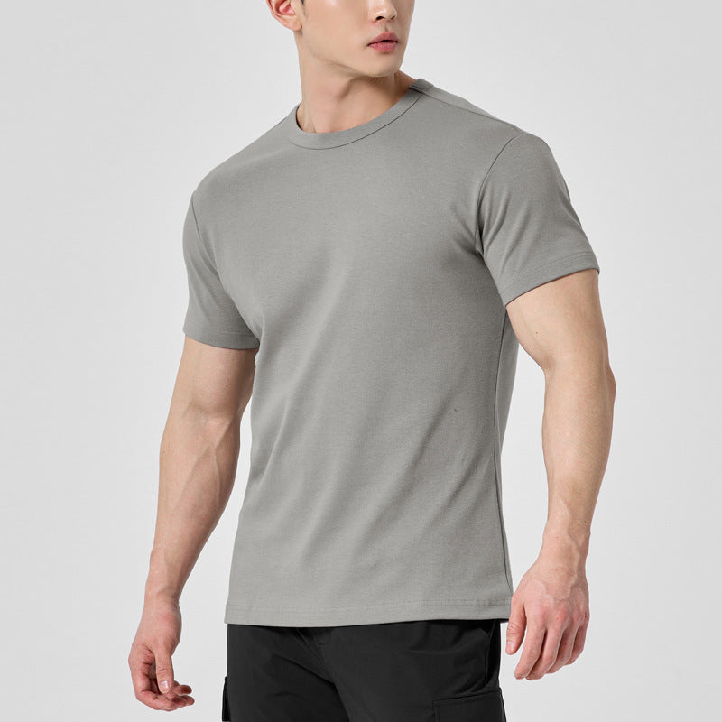 Men's short-sleeved round-neck fitness exercise