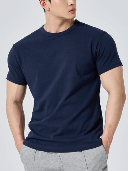 Men's short-sleeved round-neck fitness exercise