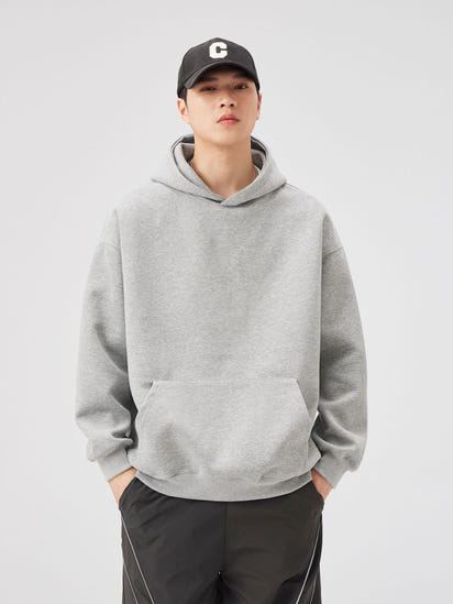 Solid-color hooded sweatshirt
