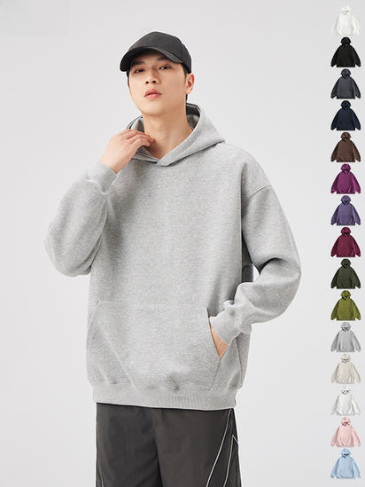Solid-color hooded sweatshirt
