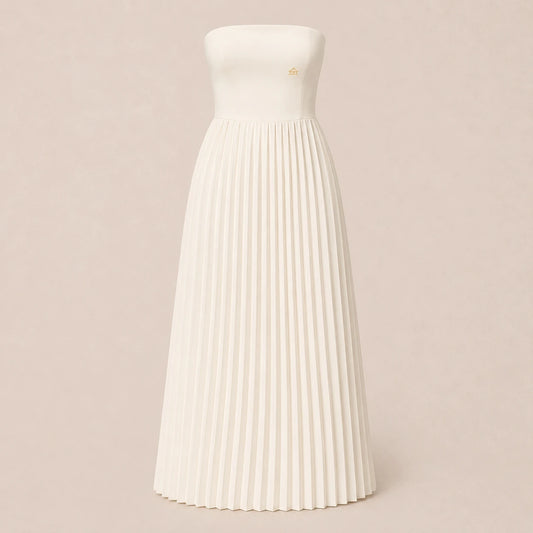 Kaya Ivory Pleated Tube Dress