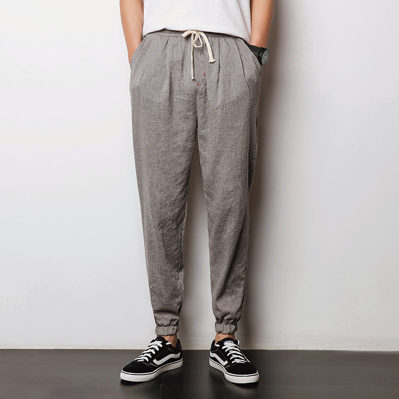 Loose Imitation Cotton and Linen Men's Pants